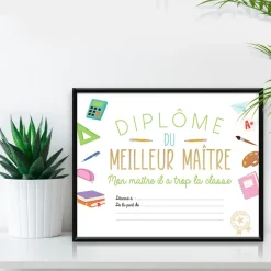 CADRE DIPLÔME MEILLEUR MAÎTRE 24.5X25.5CM