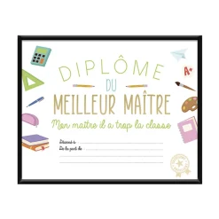 CADRE DIPLÔME MEILLEUR MAÎTRE 24.5X25.5CM