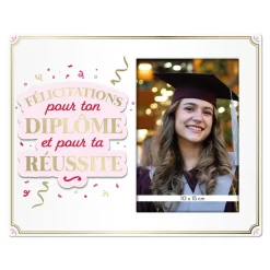 CADRE PHOTO BOIS DIPLÔMÉE 25X20CM BLANC