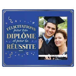 CADRE PHOTO BOIS DIPLÔMÉ 25X20CM BLEU