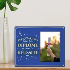 CADRE PHOTO BOIS DIPLÔMÉ 25X20CM BLEU