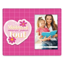 CADRE PHOTO BOIS MAÎTRESSE 25X20CM ROSE