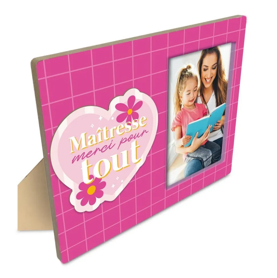 CADRE PHOTO BOIS MAÎTRESSE 25X20CM ROSE