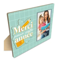 CADRE PHOTO BOIS MERCI ANNÉE 25X20CM VERT D'EAU
