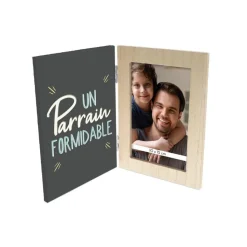 CADRE PHOTO BOIS PARRAIN FORMIDABLE 18X26CM GRIS
