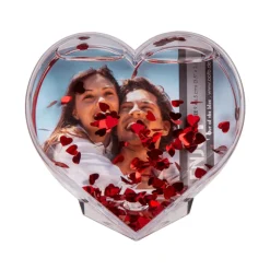 CADRE PHOTO CUR 3D ACRYLIQUE CONFETTIS ROUGE 9CM
