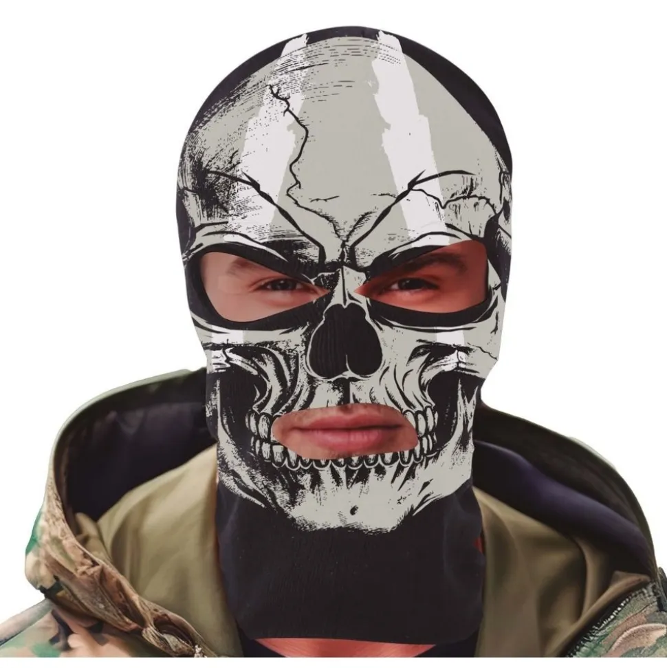 CAGOULE POLYESTER IMPRESSION TÊTE DE MORT ADULTE
