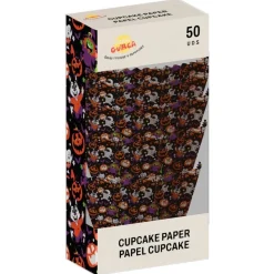 50 CAISSETTES CUPCAKE MUFFIN HALLOWEEN 5CM NOIR