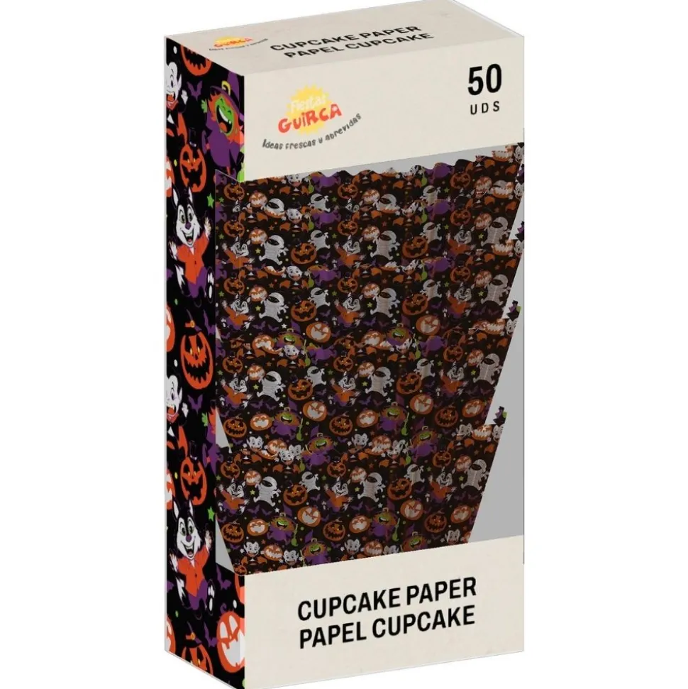 50 CAISSETTES CUPCAKE MUFFIN HALLOWEEN 5CM NOIR