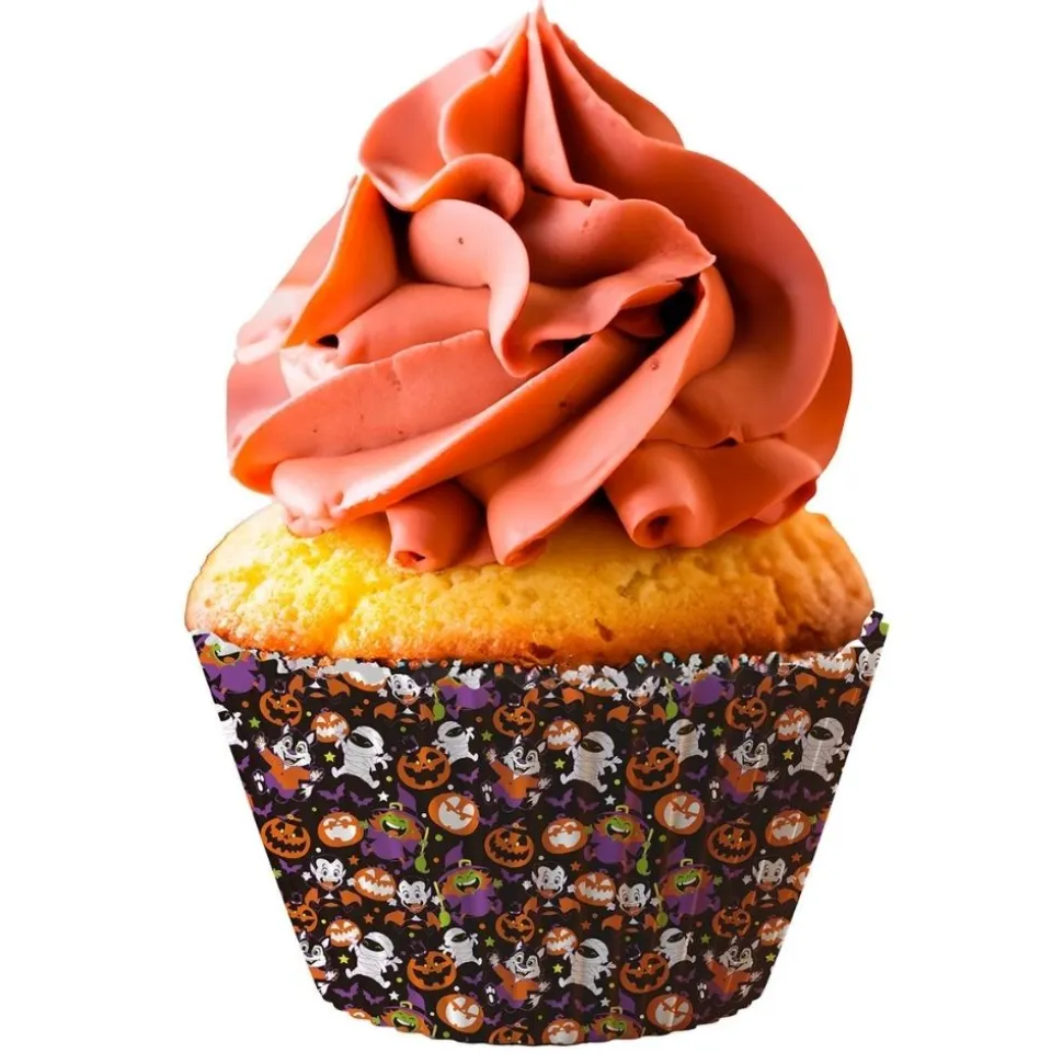 50 CAISSETTES CUPCAKE MUFFIN HALLOWEEN 5CM NOIR
