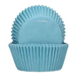 48 CAISSETTES À CUPCAKES 5X3.2CM BLEU CIEL