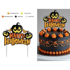 CAKE TOPPER CITROUILLE PAILLETÉ 16X24CM ORANGE