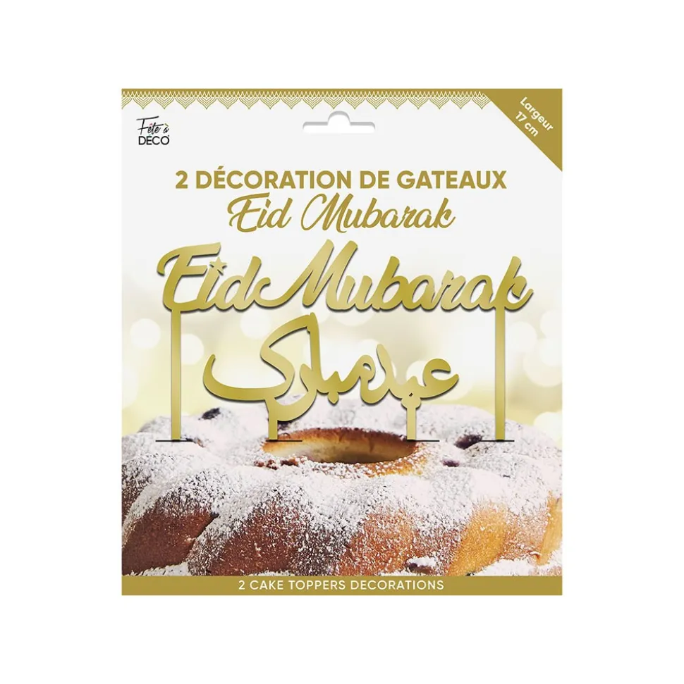 2 CAKE TOPPER EID MUBARAK 17CM OR