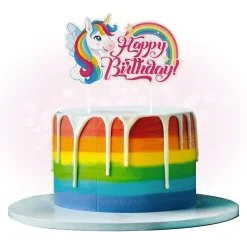 CAKE TOPPER EN PAPIER LICORNE 17.5X15CM