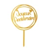CAKE TOPPER JOYEUX ANNIVERSAIRE 10X16CM OR