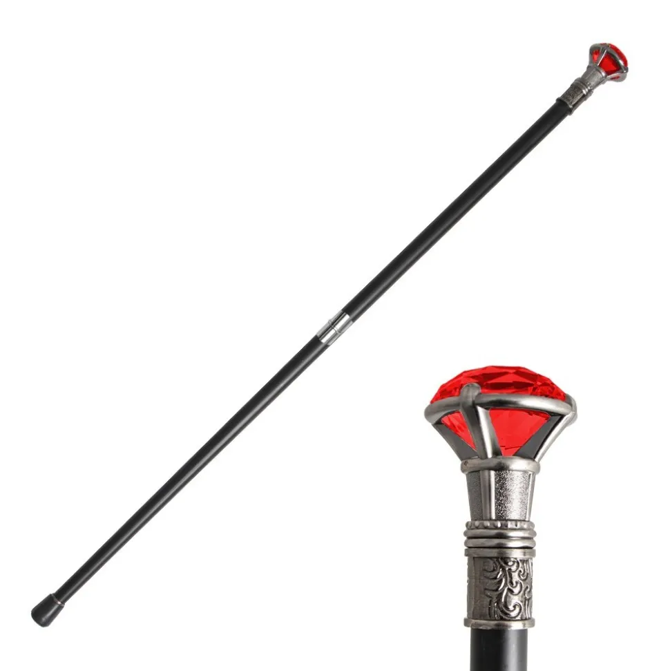 CANNE MÉTAL POMMEAU DIAMANT FACTICE 93CM NOIR