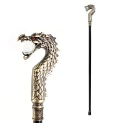 CANNE NOIRE AVEC TÊTE DE DRAGON 93CM