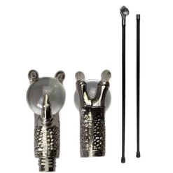 CANNE NOIRE EN MÉTAL BOULE DE CRISTAL 93CM