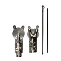 CANNE NOIRE EN MÉTAL BOULE DE CRISTAL 93CM