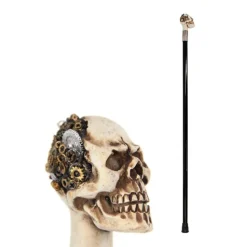 CANNE NOIRE TÊTE DE MORT STEAMPUNK