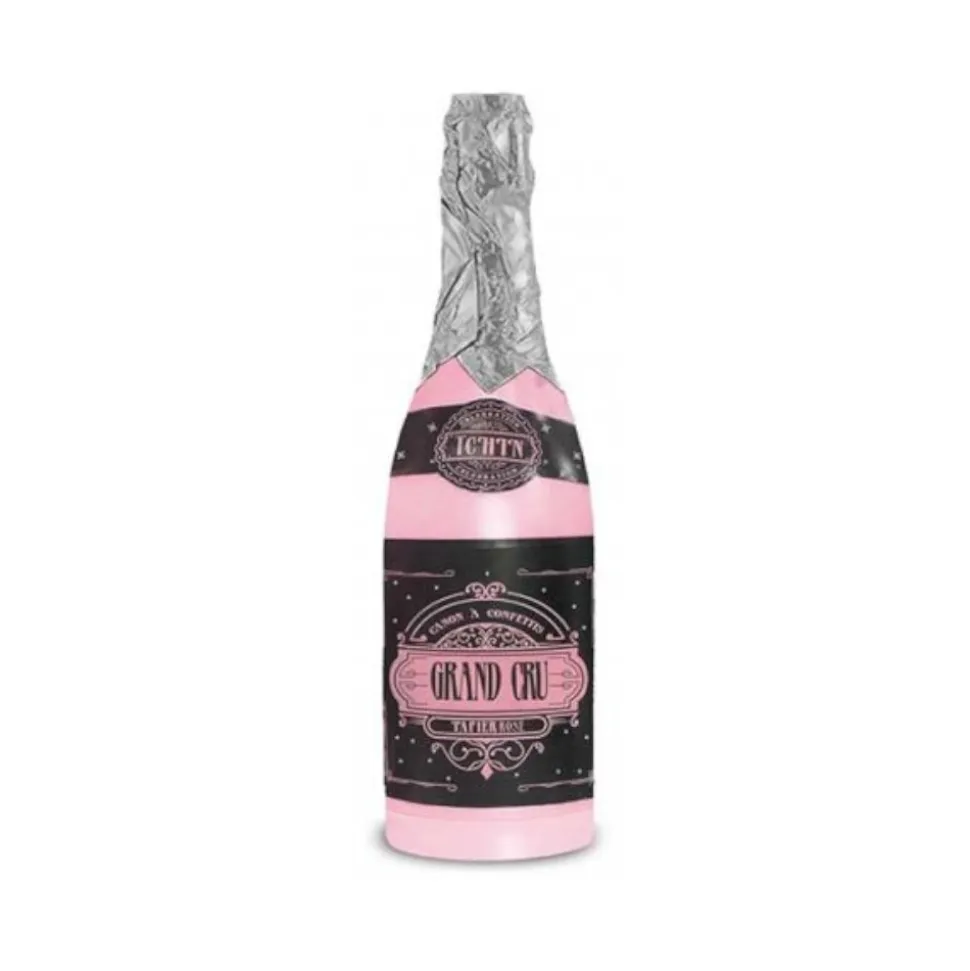 CANON À CONFETTIS BOUTEILLE ANNIVERSAIRE 40CM ROSE