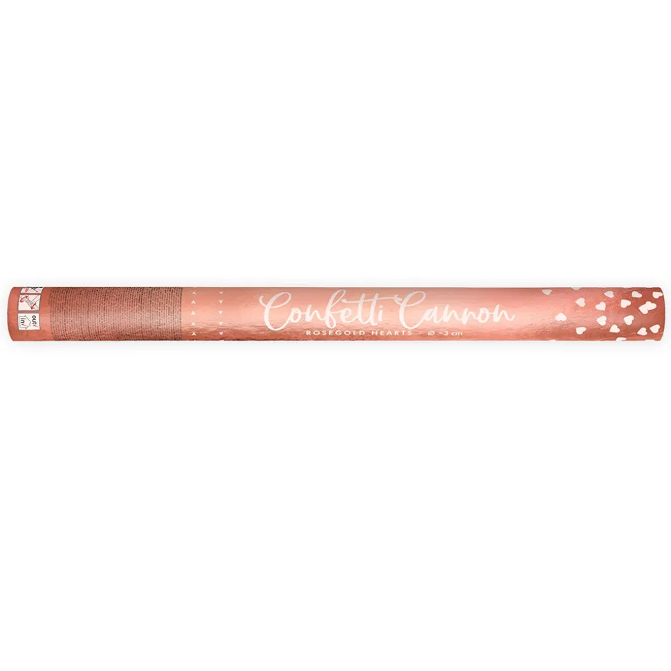CANON À CONFETTIS COEURS OR ROSE 60CM