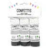 3 CANONS À CONFETTIS PAPIER SOIE 11CM NOIR ARGENT