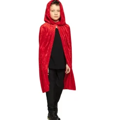 CAPE AVEC CAPUCHE VELOURS ROUGE ENFANT