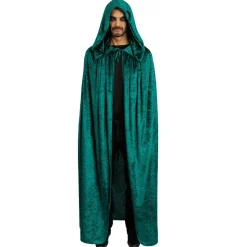 CAPE CAPUCHE PREMIUM VELOURS 182CM VERT ADULTE