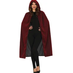 CAPE CAPUCHE RÉVERSIBLE 120CM ROUGE NOIR ADULTE