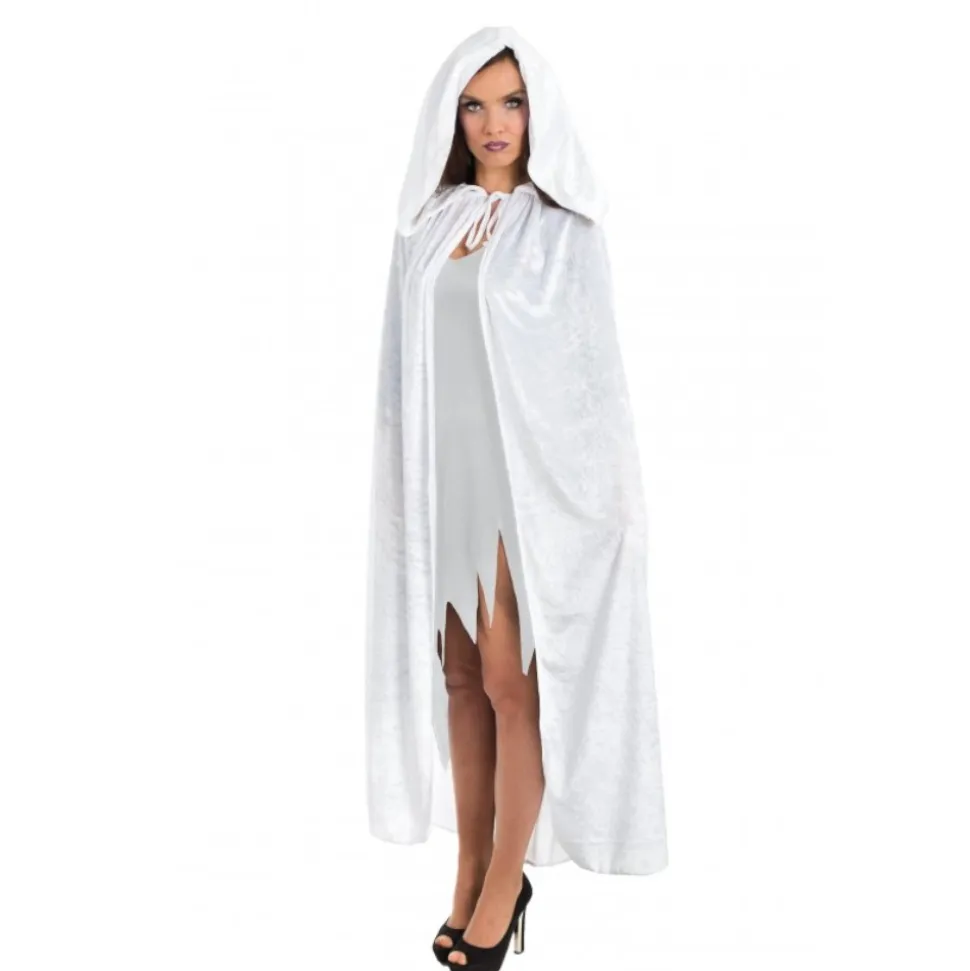 CAPE CAPUCHE VELOURS 182CM BLANC