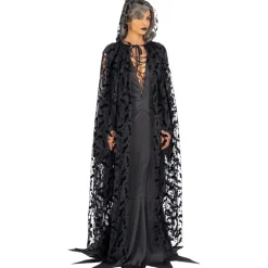 CAPE TULLE CHAUVE-SOURIS 140CM NOIR SORCIER ADULTE