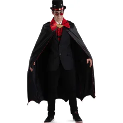 CAPE VAMPIRE SATIN COL CHAUVE-SOURIS 140CM NOIR