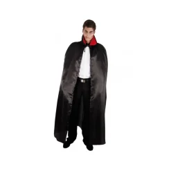 CAPE VAMPIRE SATIN NOIRE COL ROUGE