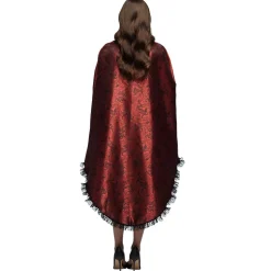 CAPE VELOURS ROUGE DENTELLE 130CM ADULTE