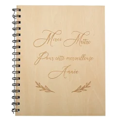 CARNET NOTES MERCI MAÎTRE BOIS SPIRALES 22.5X18CM