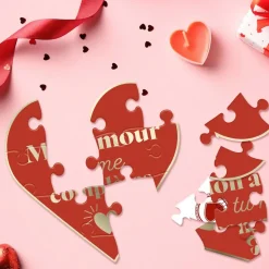 CARTE PUZZLE CUR MESSAGE AMOUR 14CM ROUGE