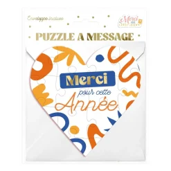 CARTE PUZZLE CUR MESSAGE MERCI ANNÉE 14CM