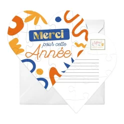 CARTE PUZZLE CUR MESSAGE MERCI ANNÉE 14CM