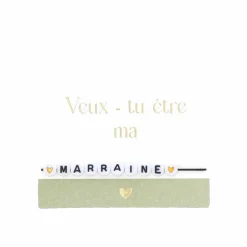 CARTON BRACELET DEMANDE MARRAINE 8.5CM VERT