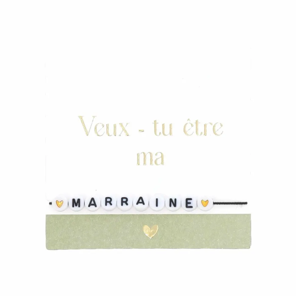 CARTON BRACELET DEMANDE MARRAINE 8.5CM VERT