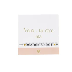 CARTON BRACELET DEMANDE MARRAINE 8.5CM ROSE