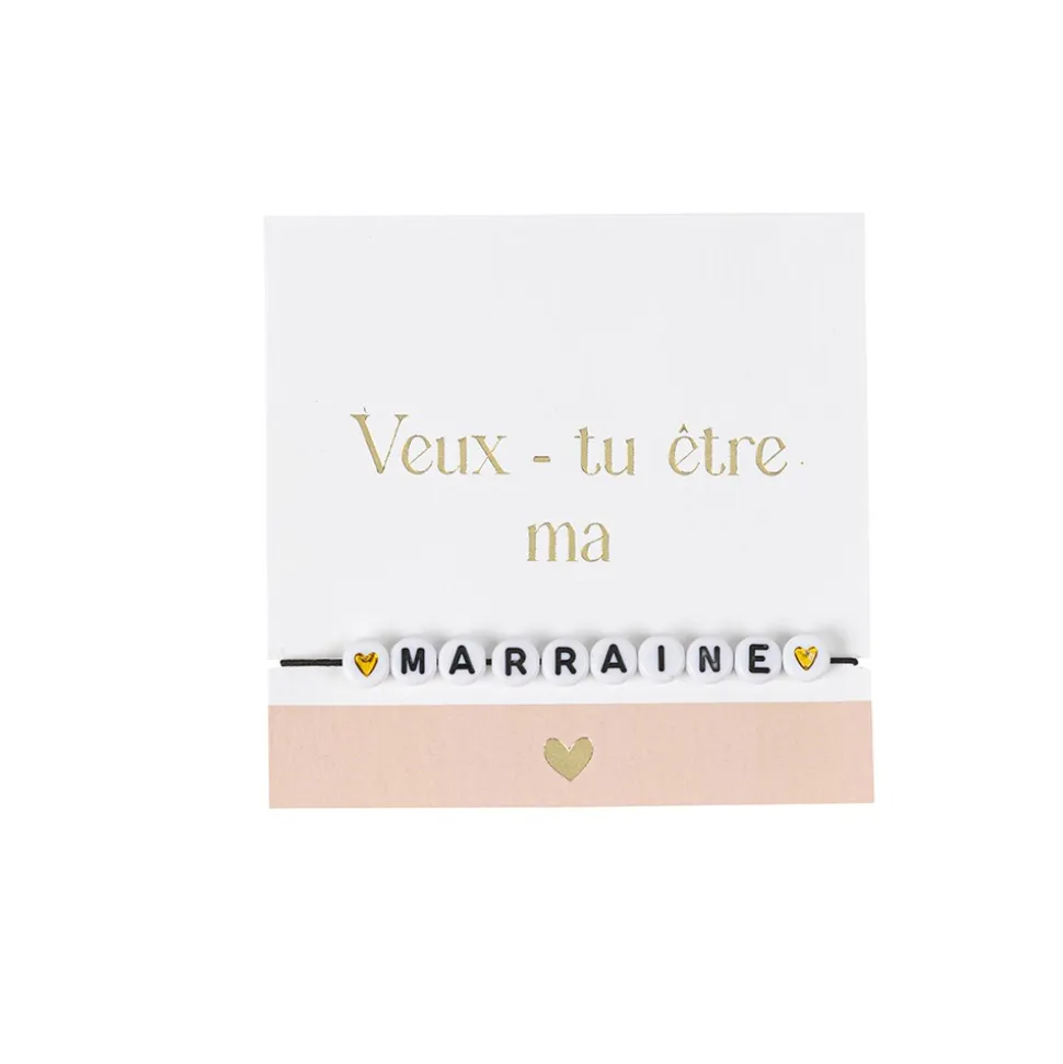 CARTON BRACELET DEMANDE MARRAINE 8.5CM ROSE