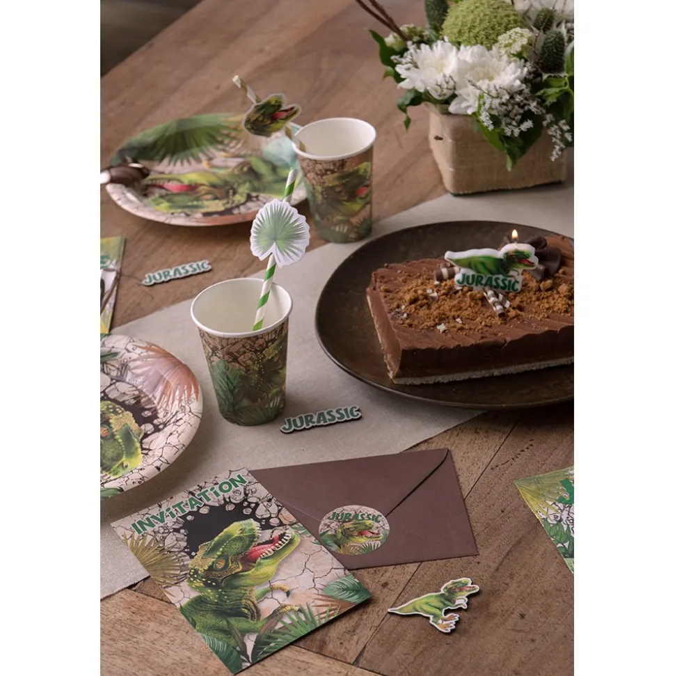 6 CARTONS INVITATION ANNIVERSAIRE DINOSAURE 11X17CM