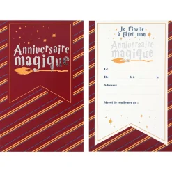 6 CARTONS INVITATION ANNIVERSAIRE SORCIER 11X17CM