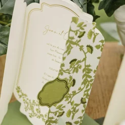 5 CARTONS INVITATION BOTANIC 11X17.5CM PISTACHE