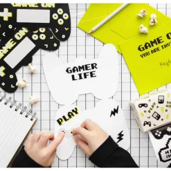 6 CARTONS INVITATION GAMER JEUX VIDÉO 16X11.5CM