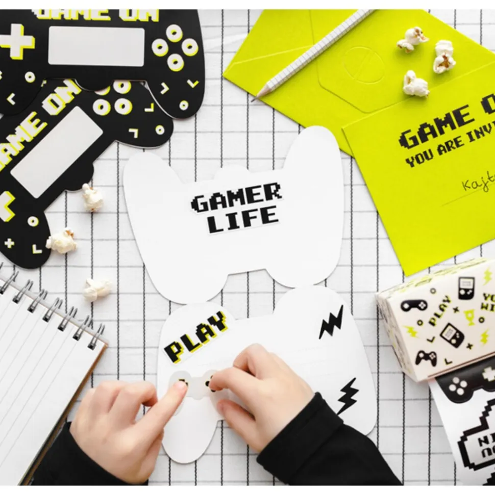 6 CARTONS INVITATION GAMER JEUX VIDÉO 16X11.5CM