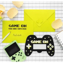 6 CARTONS INVITATION GAMER JEUX VIDÉO 16X11.5CM