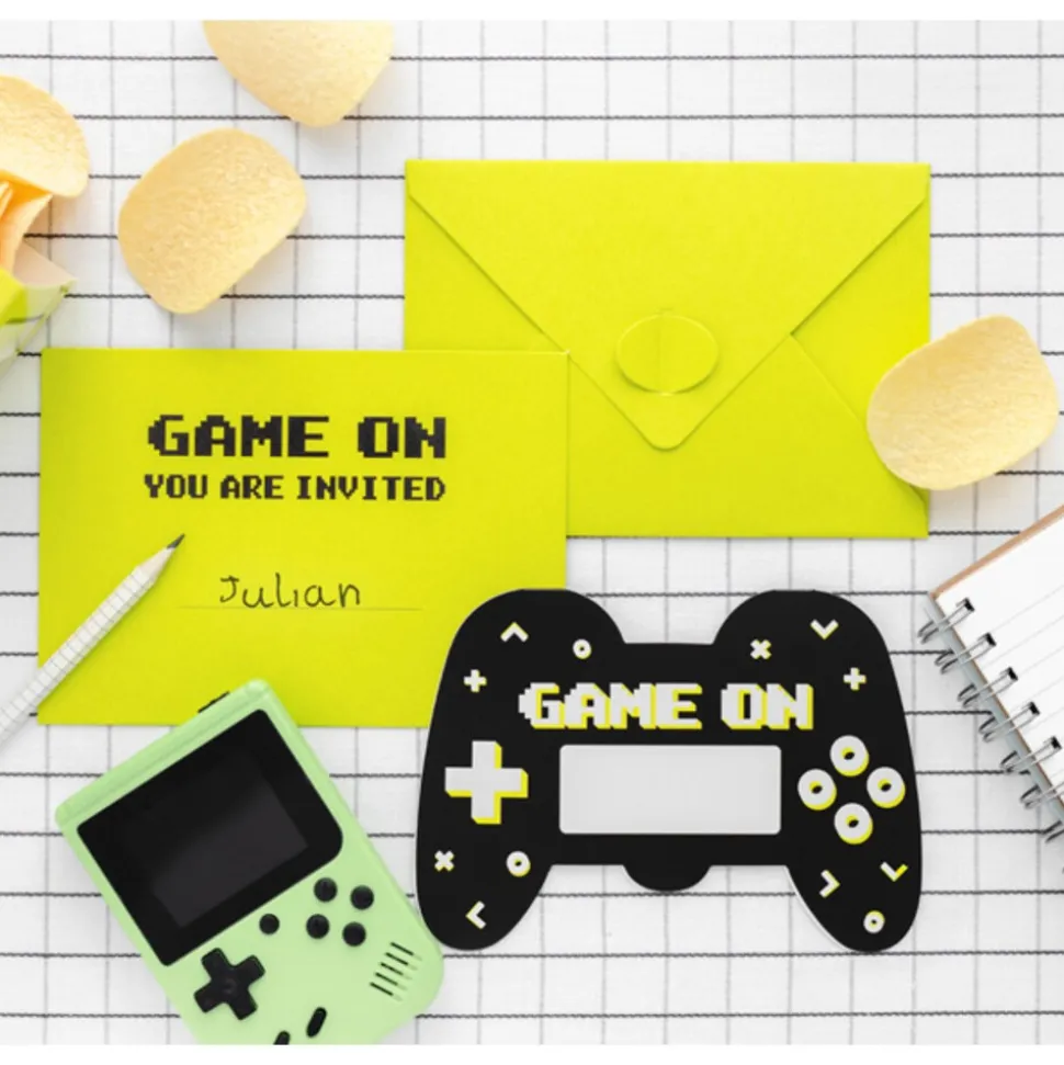 6 CARTONS INVITATION GAMER JEUX VIDÉO 16X11.5CM